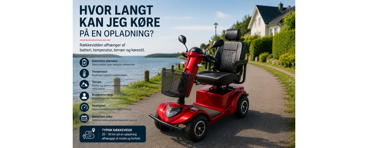Hvor langt kan jeg k&oslash;re p&aring; en opladning