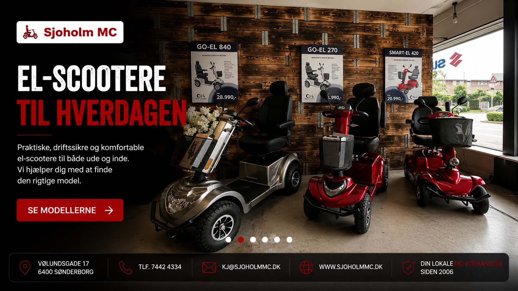 El-scootere og kabinescootere hos Sjoholm MC i S�nderborg.